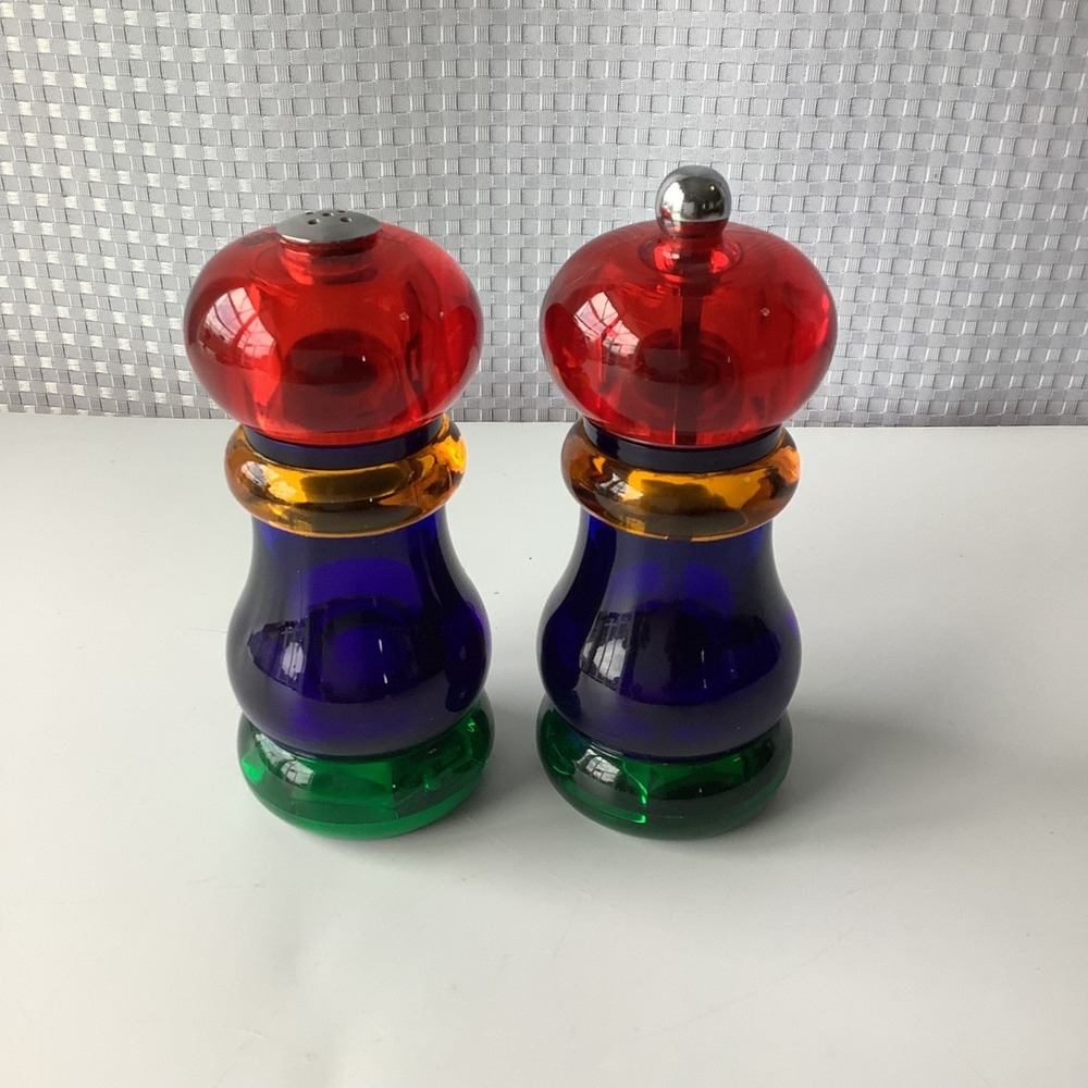 VTG Olde Thompson Sunset Fiesta Pepper Mill Salt Shaker Primary Color Lucite